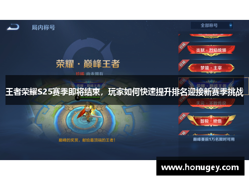 王者荣耀S25赛季即将结束，玩家如何快速提升排名迎接新赛季挑战